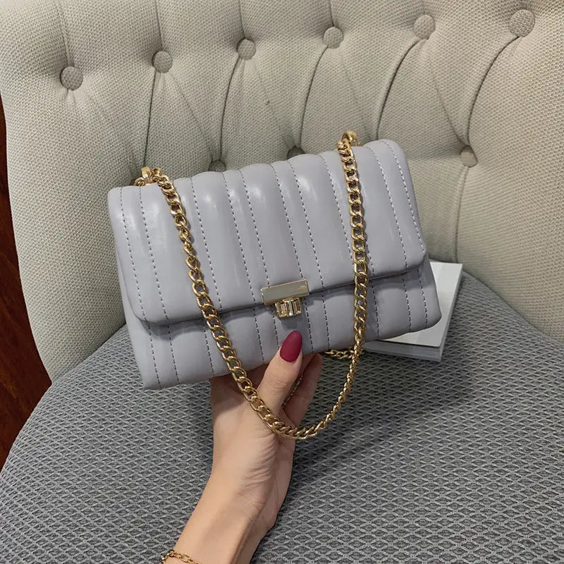 Fashionable Chain Crossbody Bag for Women - Grey