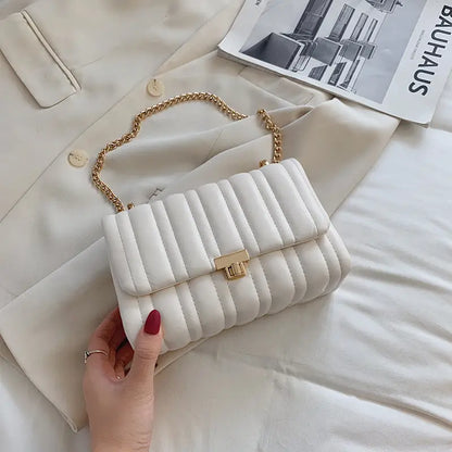Fashionable Chain Crossbody Bag for Women - White