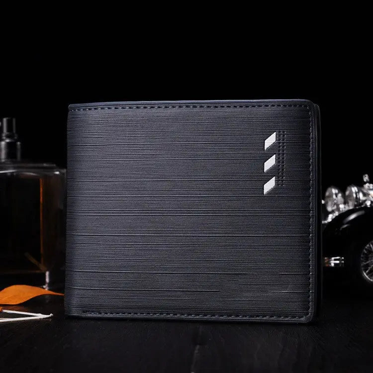 Fashionable Multi-functional Men’s Short Wallet - Blue / Horizontal payment