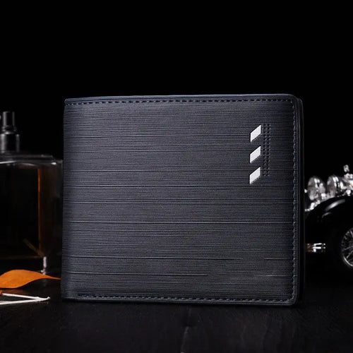 Fashionable Multi-functional Men’s Short Wallet - Blue / Horizontal payment
