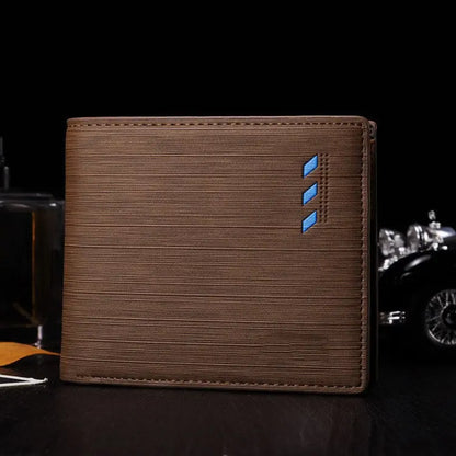 Fashionable Multi-functional Men’s Short Wallet - Coffee / Horizontal payment