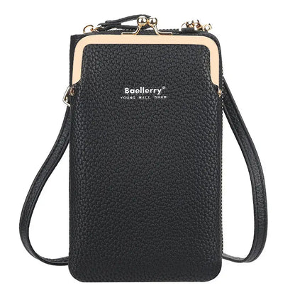 Fashionable Women’s Messenger Bag with Lock Wallet - Black - Women’s Bags
