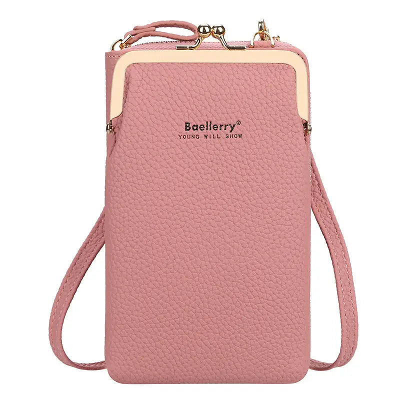 Fashionable Women’s Messenger Bag with Lock Wallet - Dark Pink - Women’s Bags