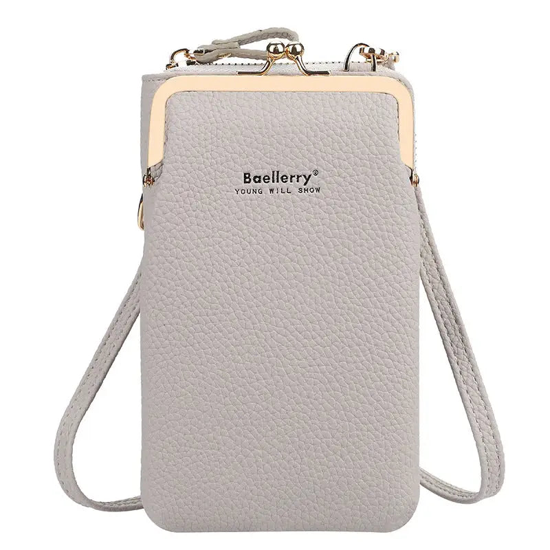 Fashionable Women’s Messenger Bag with Lock Wallet - Grey - Women’s Bags