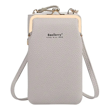 Fashionable Women’s Messenger Bag with Lock Wallet - Grey - Women’s Bags