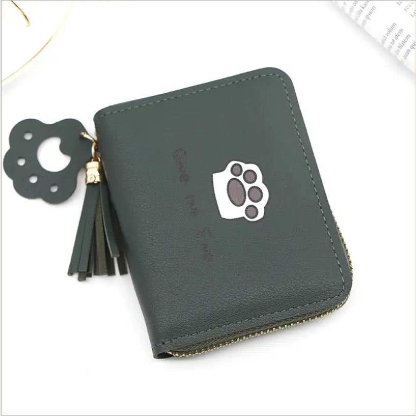 Fashionable Women’s Short Wallet with Footprint Design - Army Green - Wallets