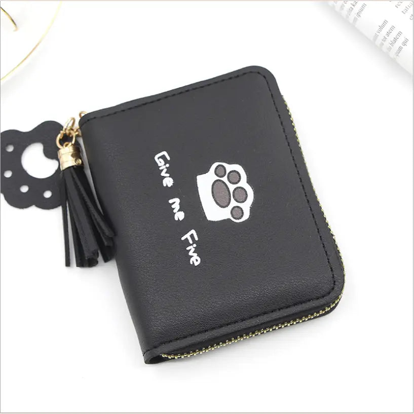 Fashionable Women’s Short Wallet with Footprint Design - Dark Grey - Wallets
