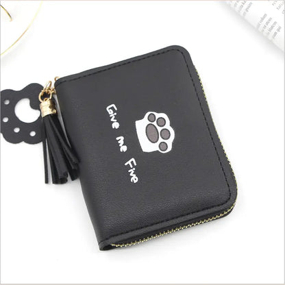 Fashionable Women’s Short Wallet with Footprint Design - Dark Grey - Wallets