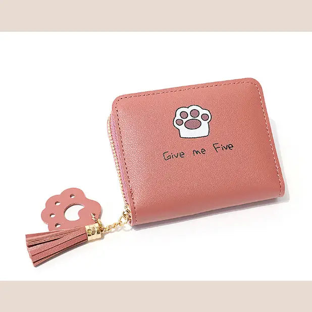Fashionable Women’s Short Wallet with Footprint Design - green - Wallets