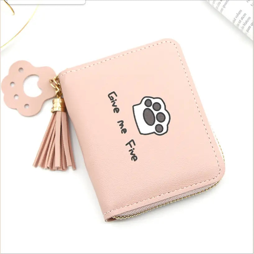 Fashionable Women’s Short Wallet with Footprint Design - Pink - Wallets