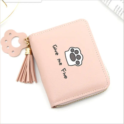 Fashionable Women’s Short Wallet with Footprint Design - Pink - Wallets