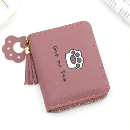 Fashionable Women’s Short Wallet with Footprint Design - Wine Red - Wallets