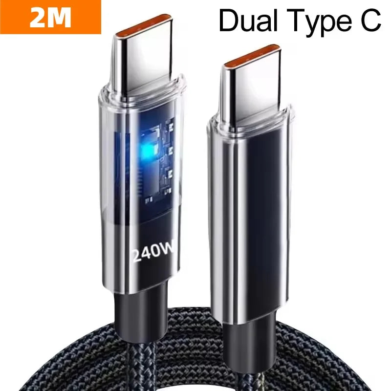R&z - Fast Charging Data Cable With LED Display USB To Type C Quick Charge Data Cords New