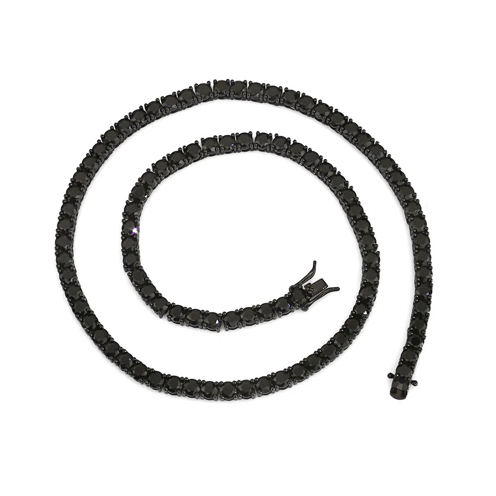 NY Hip Hop Style 3/4MM Black Shiny Zircon Tennis Chain Iced Single Row Inlaid Diamond Zirconia Men's Jewelry Bracelet