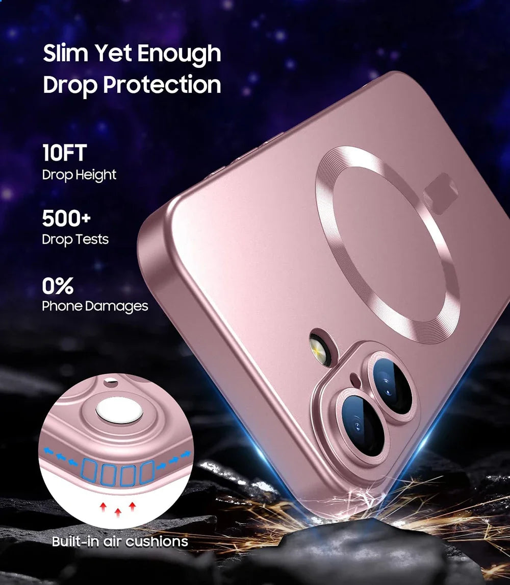 R&z - Magsafe Magnetic Wireless Charge Phone Cases For iPhone 17 Air 16 15 14 13 12 11 Pro Max Case Camera Back Cover Accessories