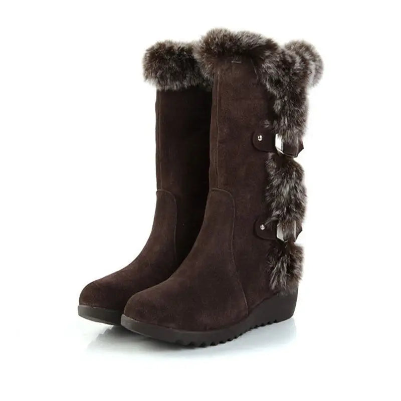 Fleece Lined Winter Snow Boots for Women Fashionable - Light Brown / 41