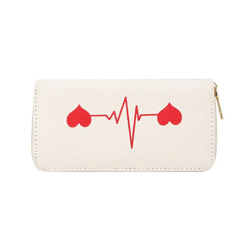 Foldable Canvas Student Wallet - Cute & Simple Design - White - Wallets