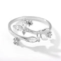 Fresh Flower Adjustable Zircon Ring for Women - Platinum / Adjustable Opening