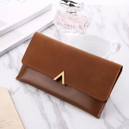 Frosted Color Matching Long Wallet for Ladies - Coffee - Wallets