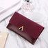 Frosted Color Matching Long Wallet for Ladies - Purplish Red - Wallets