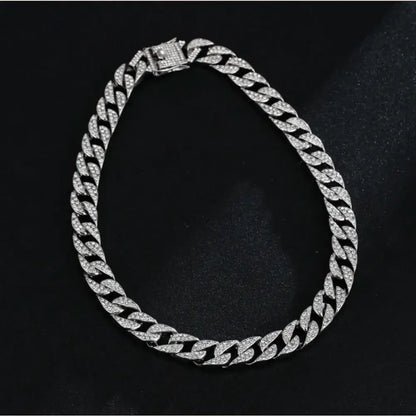 Full Diamond Inlaid Necklace - Trendy Statement Piece - 293 Silver