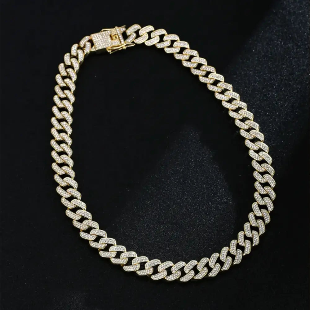 Full Diamond Inlaid Necklace - Trendy Statement Piece - 296 Gold