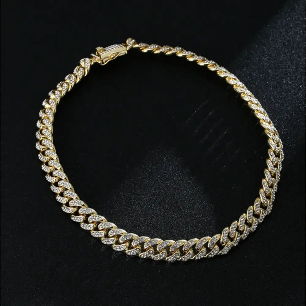 Full Diamond Inlaid Necklace - Trendy Statement Piece - 297 Gold