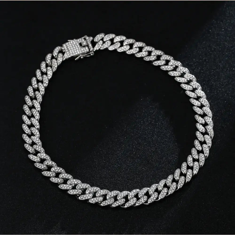 Full Diamond Inlaid Necklace - Trendy Statement Piece - 297 Silver