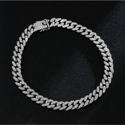 Full Diamond Inlaid Necklace - Trendy Statement Piece - 297 Silver