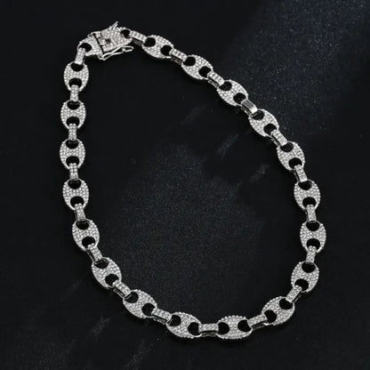Full Diamond Inlaid Necklace - Trendy Statement Piece - 298 Silver