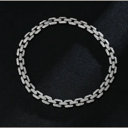 Full Diamond Inlaid Necklace - Trendy Statement Piece - 300 Silver
