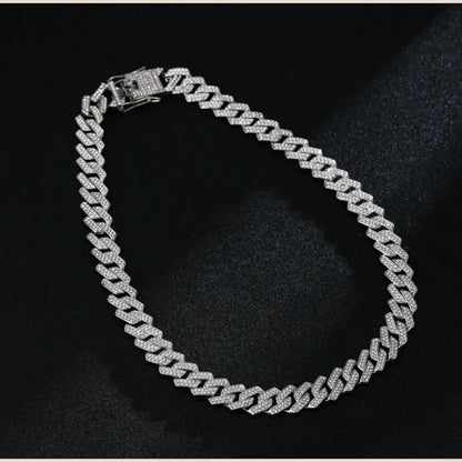 Full Diamond Inlaid Necklace - Trendy Statement Piece - 303 Silver