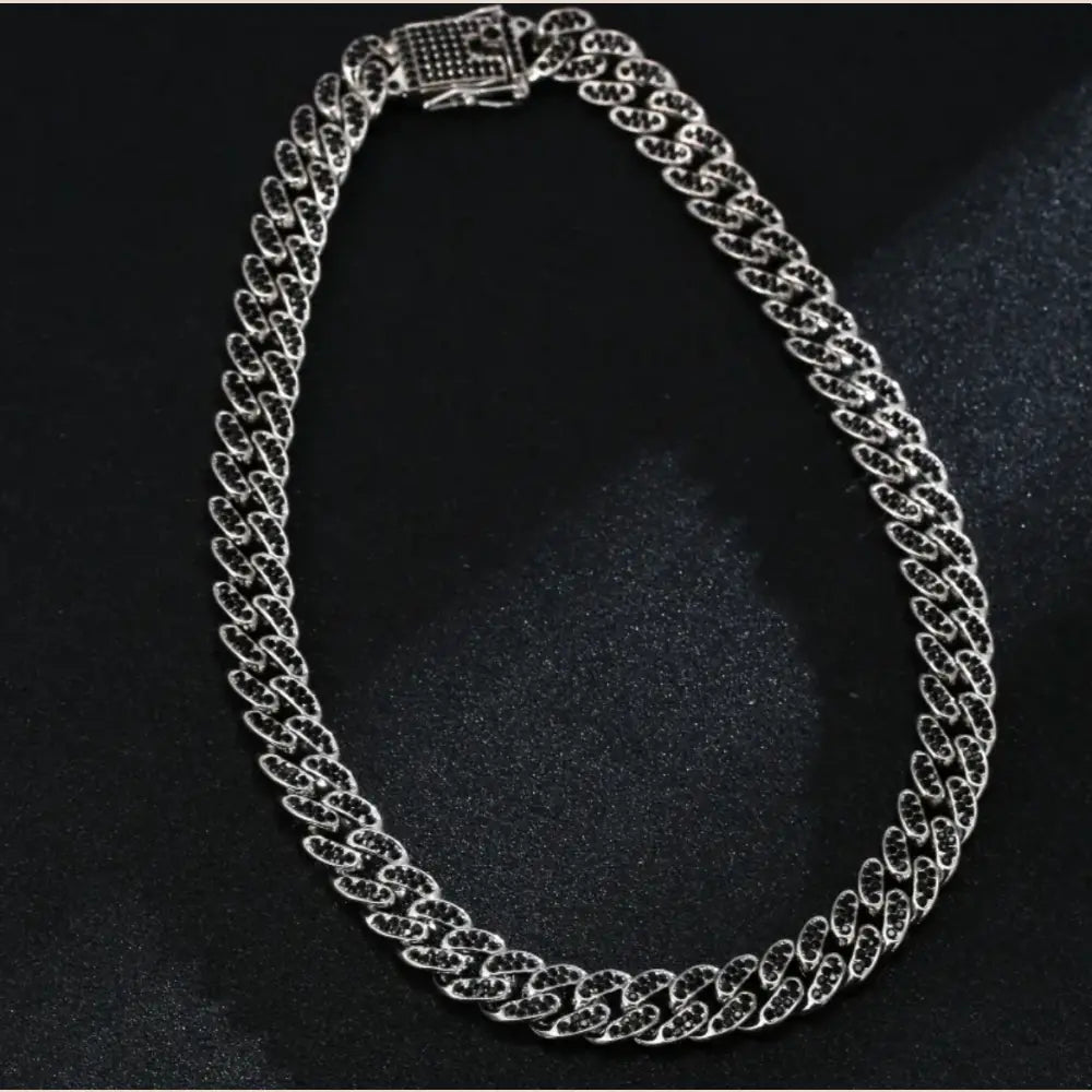 Full Diamond Inlaid Necklace - Trendy Statement Piece - 304 Silver