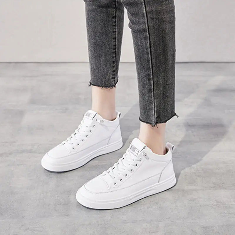 Genuine Leather High-Top Women’s Casual Sports Shoes