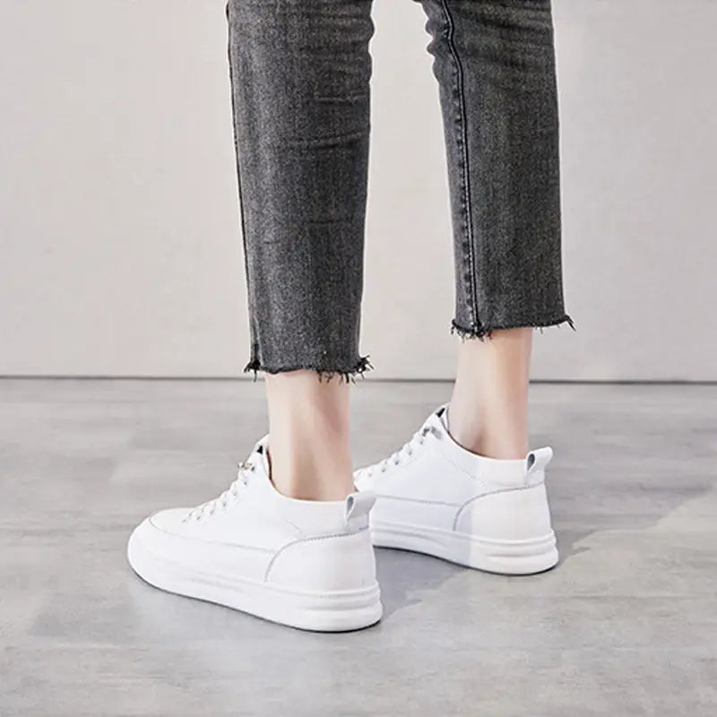 Genuine Leather High-Top Women’s Casual Sports Shoes