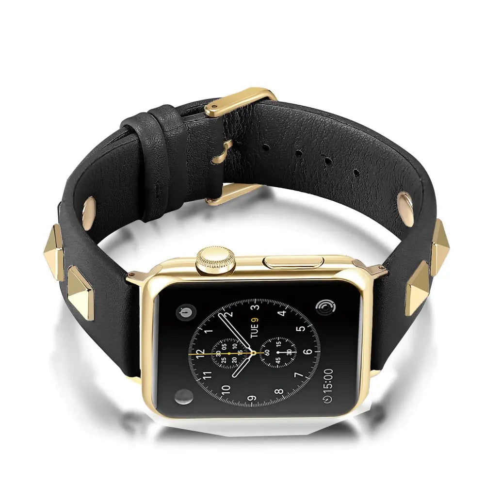 R&z - Genuine Leather Punk Sport Watch Band with Studs