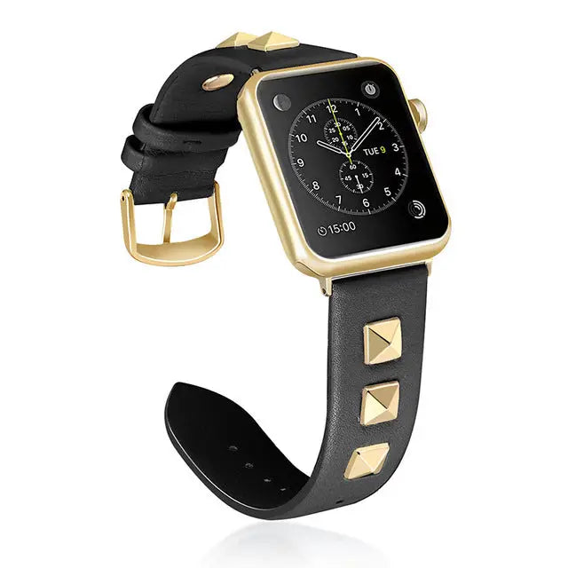 R&z - Genuine Leather Punk Sport Watch Band with Studs