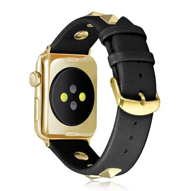R&z - Genuine Leather Punk Sport Watch Band with Studs