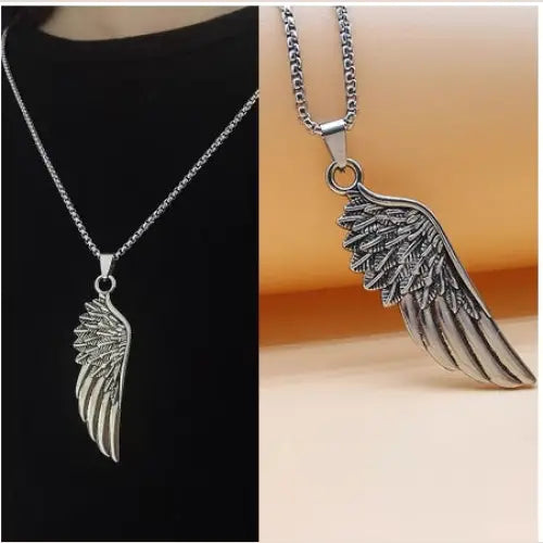 Glow-in-the-Dark Angel Wing Necklace with Layers - default