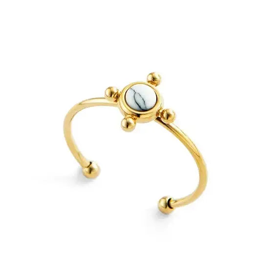 Vintage Gold Plated Boho Natural Stone Ring