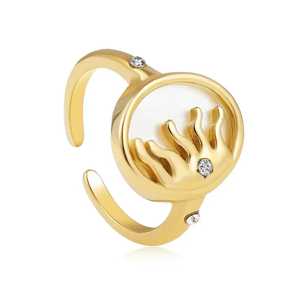 Vintage Gold Plated Boho Natural Stone Ring