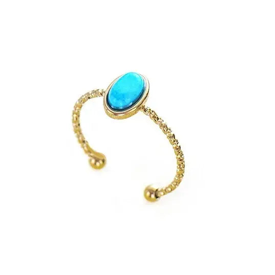 Turquoise Gold Plated Boho Natural Stone Ring