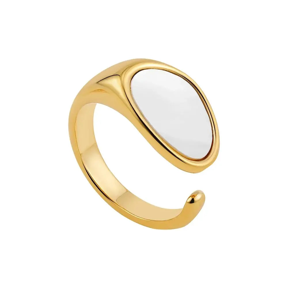 Vintage Gold Plated Boho Natural Stone Ring