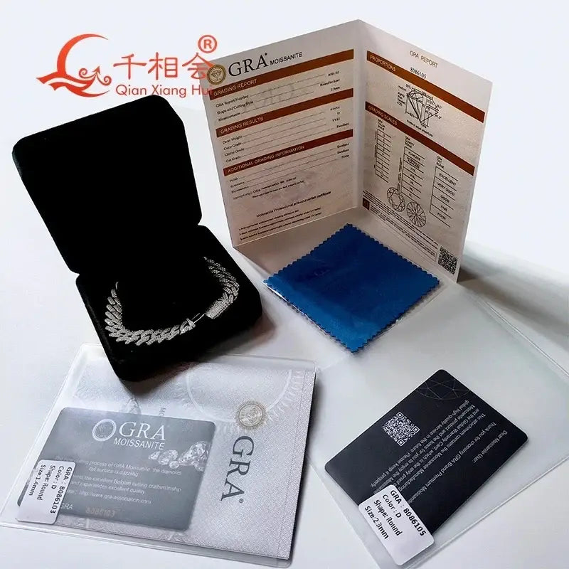Half Moon Shaped Bracelet 10mm S925 Sterling Silver Cuban Chain with Moissanite & Diamond Hip Hop Style Miami Cuban