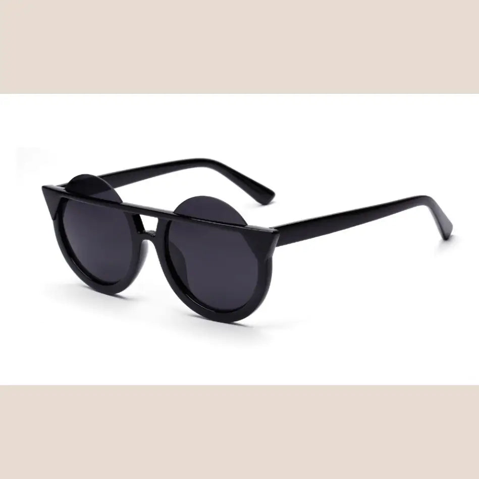Half-Round Cat Eye Sunglasses - Black frame green gradient