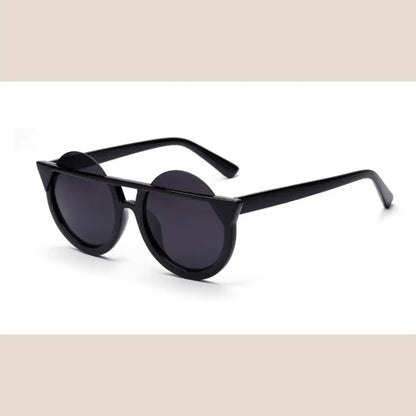 Half-Round Cat Eye Sunglasses - Black frame green gradient