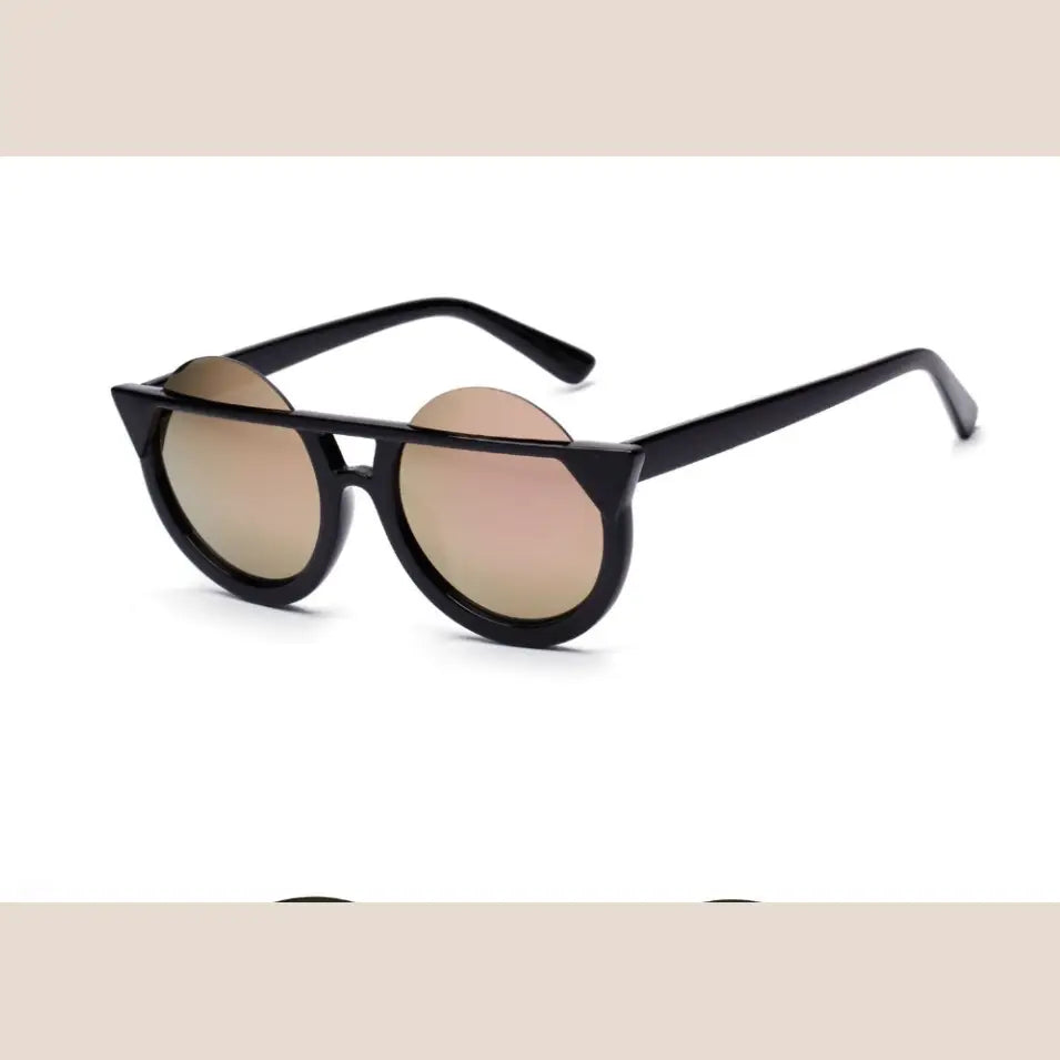 Half-Round Cat Eye Sunglasses - White frame gray gradient