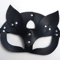 Halloween Festival Fox Leather Mask with Rhinestones - Black