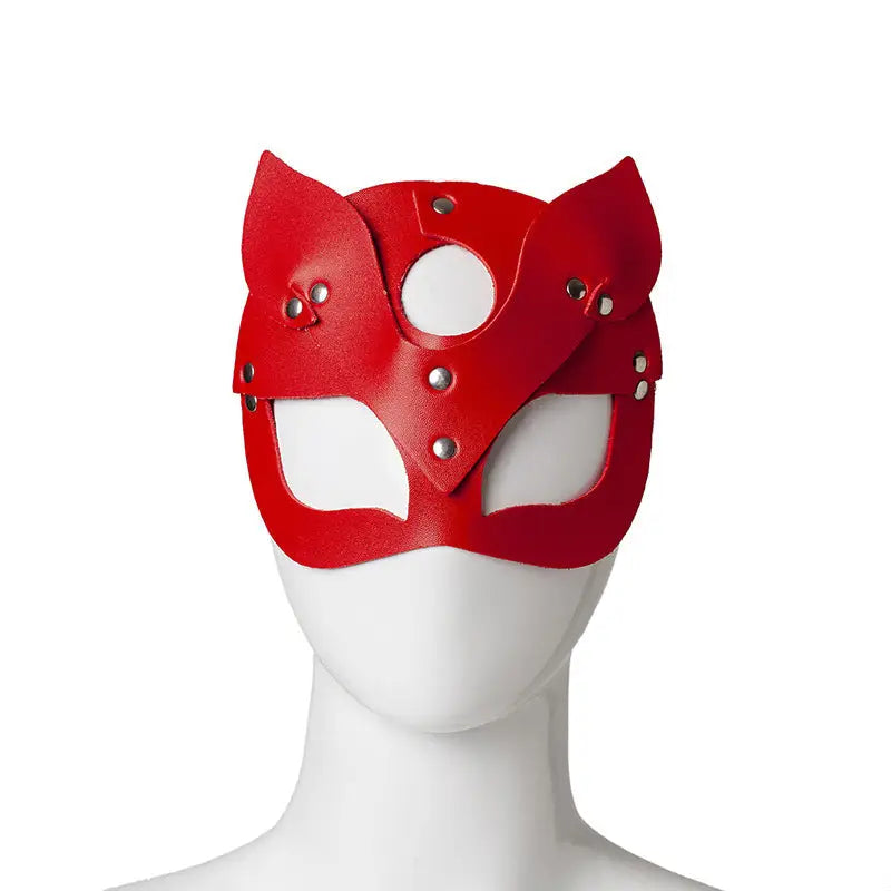 Halloween Festival Fox Leather Mask with Rhinestones - Red
