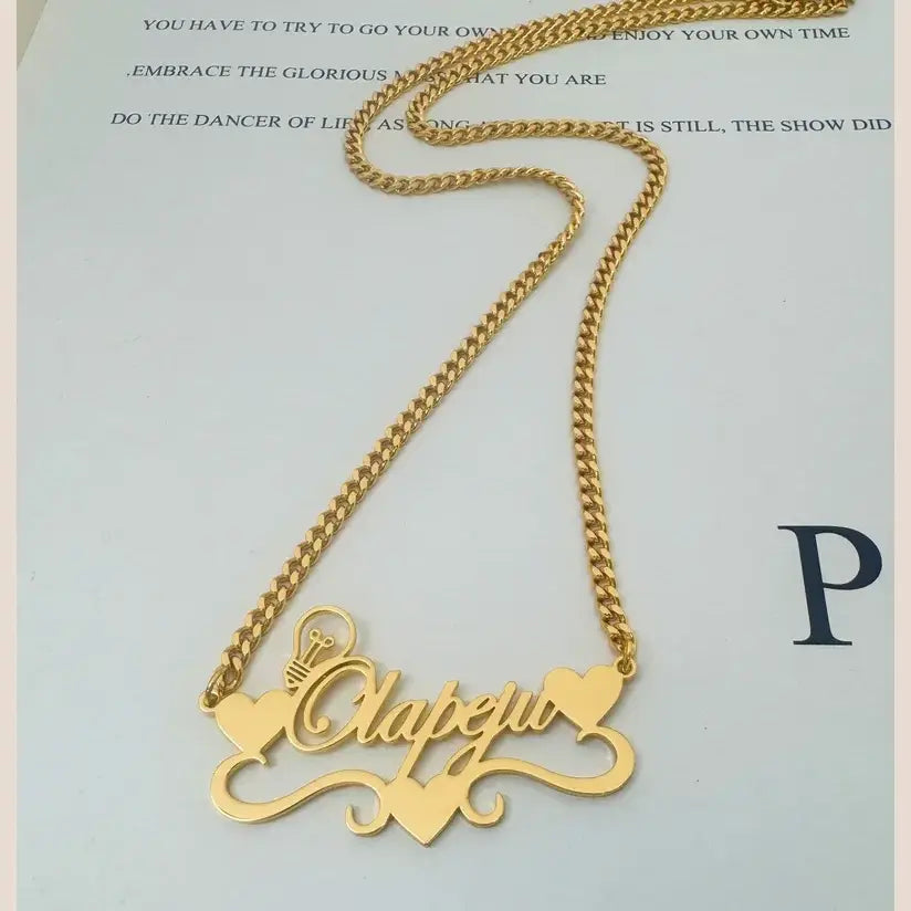 Handcrafted Gold Color Name Necklace Custom Elegant Personalized Love Choker For Women Dainty Cuban Chain Jewelry Bff